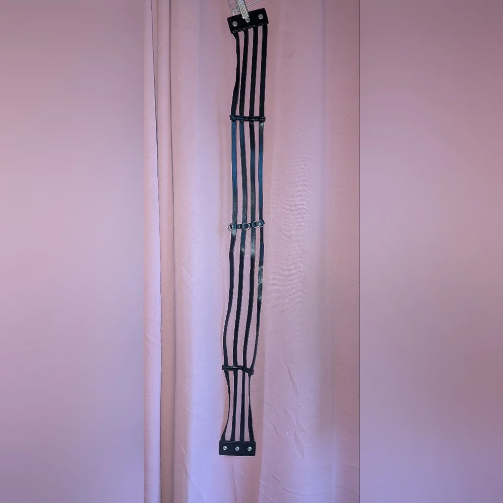 PLUS SIZE Black Caged Belt w/Snap Buttons 3x? - Picture 9 of 11